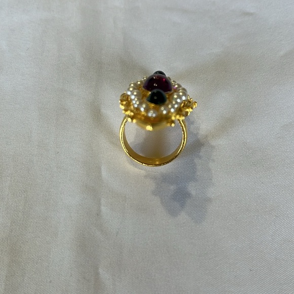 BEN AMUN 24k Gold Plated Tudor Swarovski Crystal Arabic Royal Vintage Ring NWOT - Picture 8 of 8